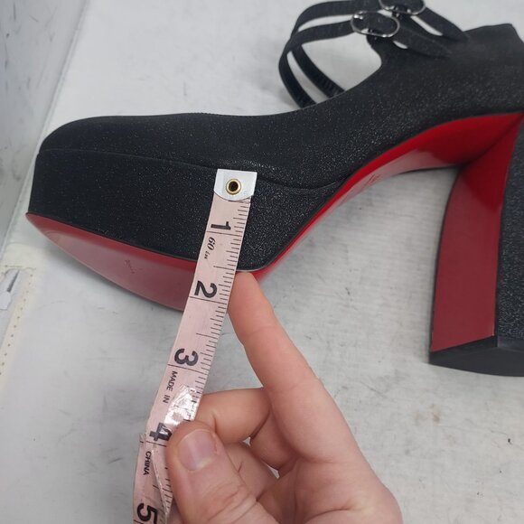 Christian Louboutin Movida Jane Black Glitter Platform Heel Shoe - Picture 13 of 13